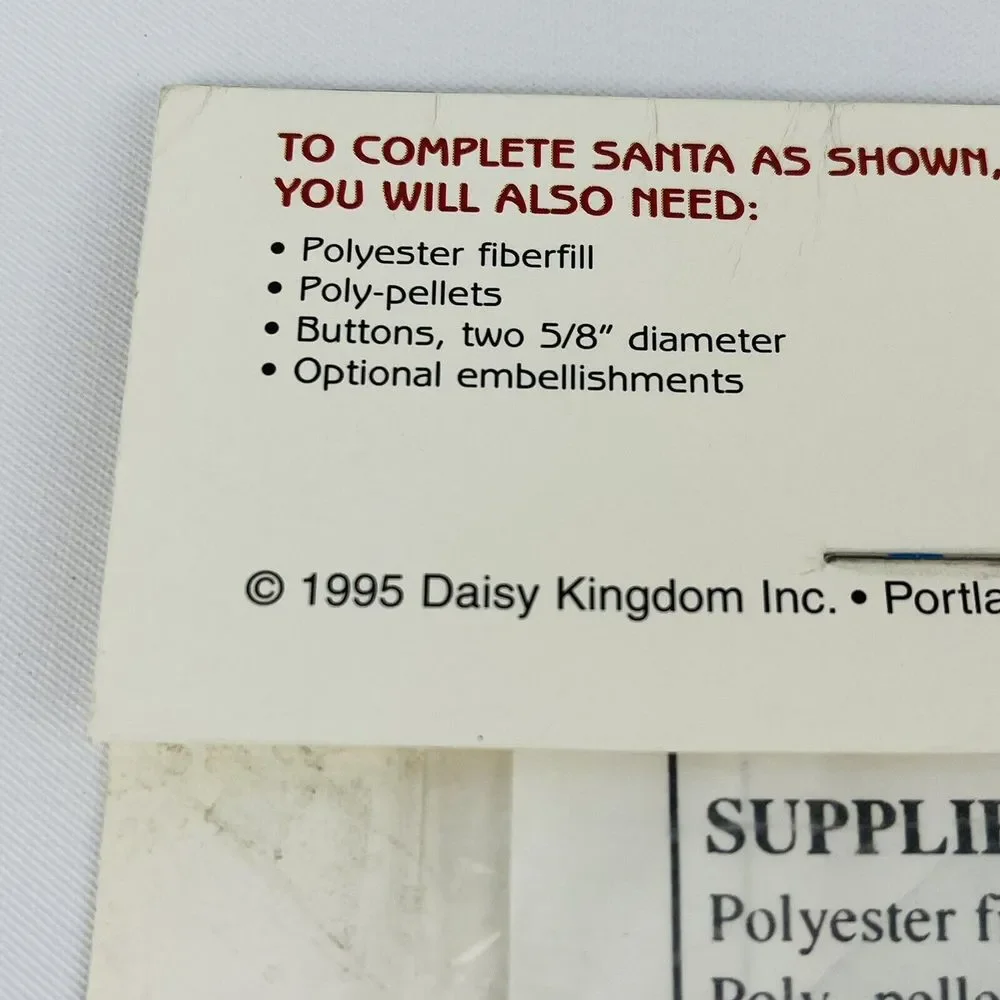 Daisy Kingdom #32313 Country Santa Doll Kit Christmas Stitch 'N Stuff Craft 1995